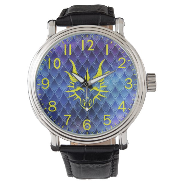 Montre Chic Dragon Head & Blue Dragon Scales Watch (devant)