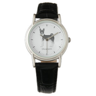 Montre Chien Basenji Mignon En Noir Et Blanc & Texte Pers