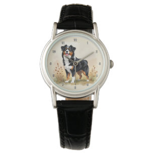 Montre Chien Berger Australien Tricolore Noir Aussie