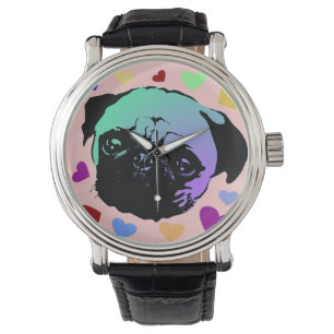 Montre Chien chiot Carlin Style PopArt Rétro