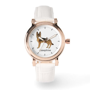 Montre Chien de berger allemand noir et feu avec nom pers