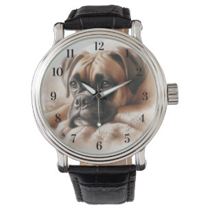 Montre Chien de boxe dans un poteau serein