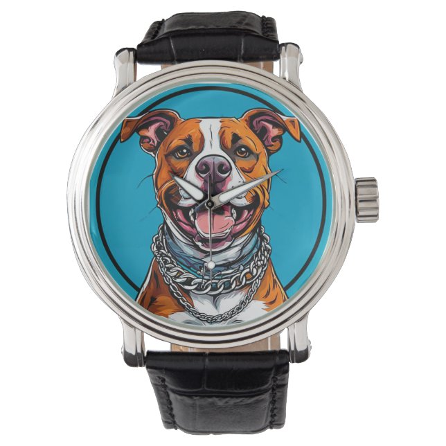 Montre Chien Pitbull mignon (devant)