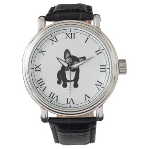 Montre Chien-taureau français noir et blanc