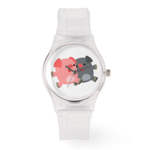 Montre Chiens de caricature noirs et blancs Femmes Veille