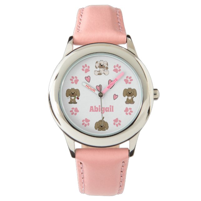 Montre Chiens de chiot, Empreintes de pattes, Coeurs pers (devant)