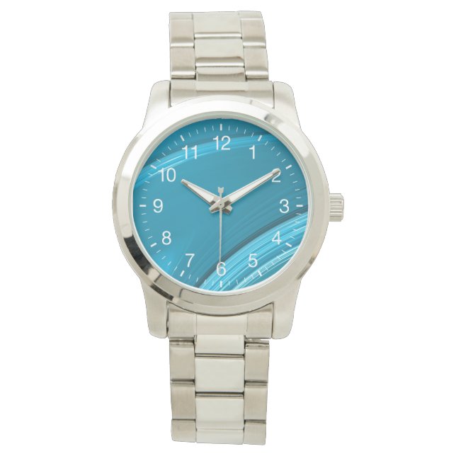 Montre Chiffres blancs Turquoises Abstraits (devant)