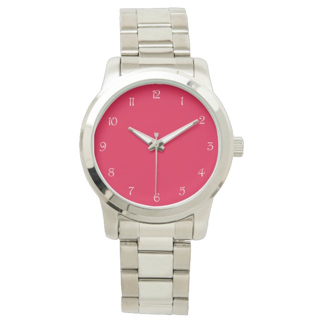 Montre Chiffres de script blanc sur le wat rose (devant)