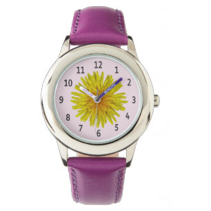 Montre Chiffres noirs jaunes Dandelion sur n'importe quel