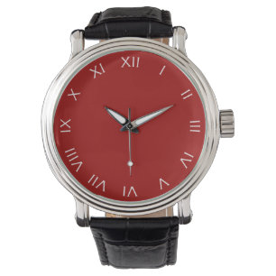 Montre Chiffres romains blancs sur le wat rouge