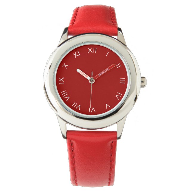 Montre Chiffres Romains Blancs Sur Red Kids Watch arc1 (devant)