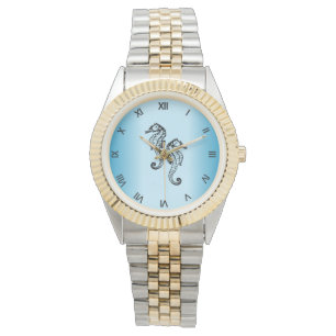 Montre Chiffres romains bleus d'hippocampe