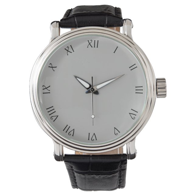 Montre Chiffres romains en noir sur gris (devant)