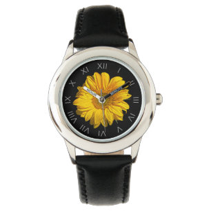 Montre Chiffres romains gris tournesol Les enfants regard