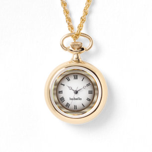 Montre Chiffres romains métalliques d'or élégant - nom