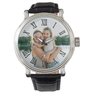 Montre Chiffres romains noirs photo pour papa