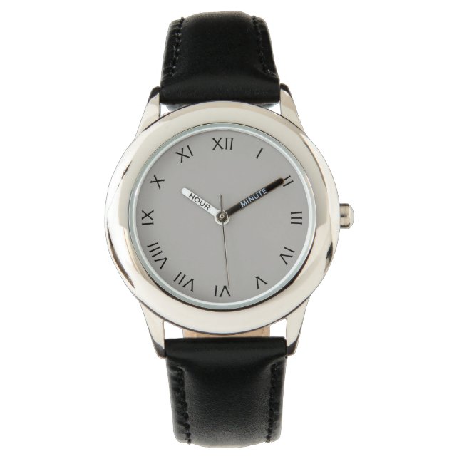 Montre Chiffres romains noirs sur les enfants gris Regard (devant)