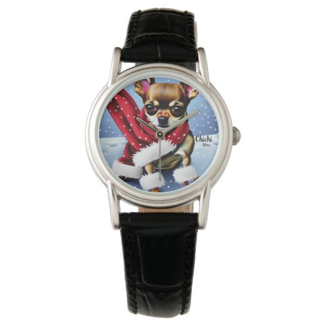 Montre Chihuahua Noël, Chien Père Noël (devant)