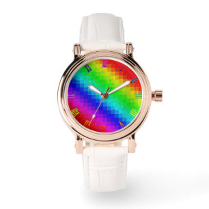 Montre Chimmer en mosaïque arc-en-ciel chaud,