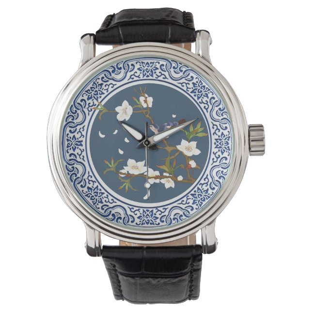 Montre Chinoiserie vintage Chinese Bird-flower Art (devant)