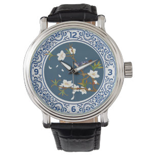 Montre Chinoiserie vintage Chinese Bird-flower Art