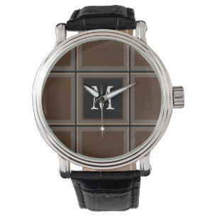 Montre Chocolat foncé Brown personnalisé unique