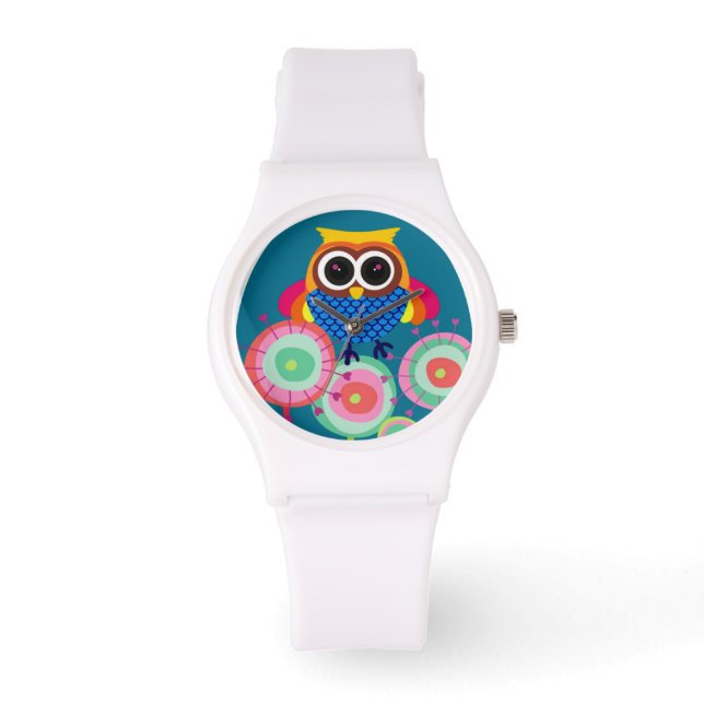 Montre Chouette colorée rétro (Recto)