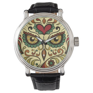 Montre Chouette crâne à sucre - Design de tatouage