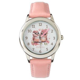 Montre Chouette d'aquarelle moderne élégant amour personn