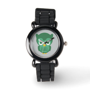 Montre Chouette De Cartoon Vert Et Jaune 2