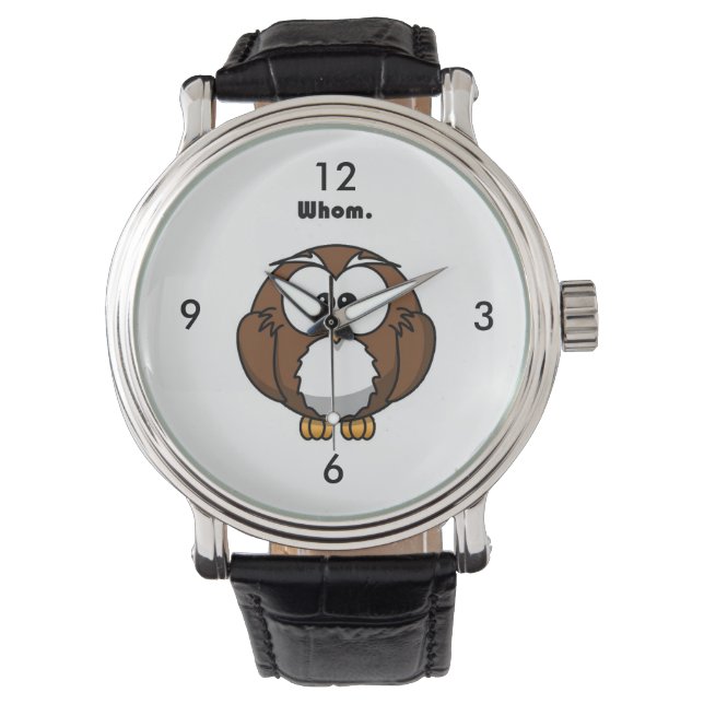 Montre Chouette Grammar Drôle Écrivain Drôle Caricature (devant)