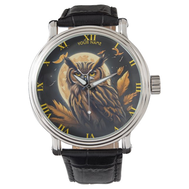 Montre Chouette Imaginaire Halloween Lune (devant)