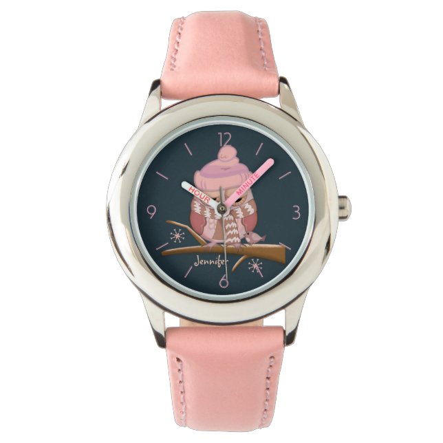 Montre Chouette mignonne avec nom casquette et personnali (devant)