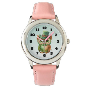 Montre Chouette mignonne dans un chapeau vert