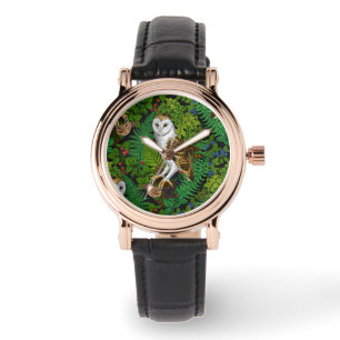 Montre Chouettes, fougères, chênes et baies