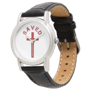 Montre Christian Saved Croix rouge et conception de texte