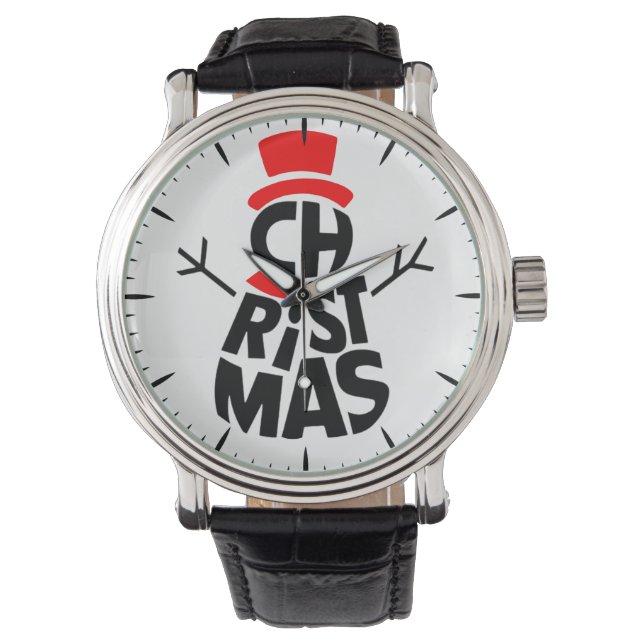 Montre Christmas Snowman Word Art (devant)