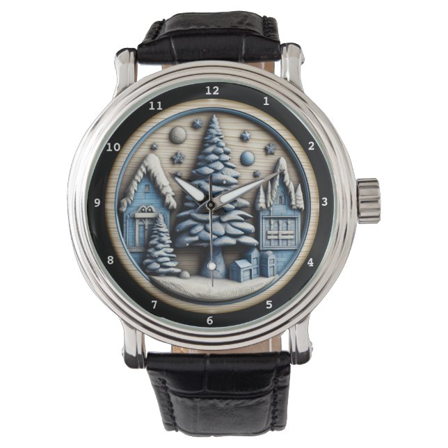 Montre Christmas Winter Village Artistic Scene (devant)