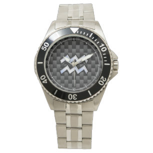 Montre Chrome Aquarius signe zodiaque Styles de fibre de 