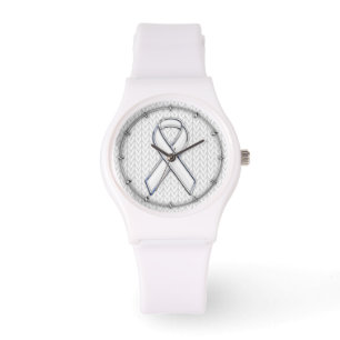 Montre Chrome Comme Blanc Knit Ribbon Sensibilisation Imp