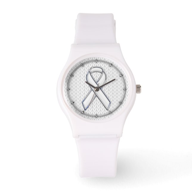 Montre Chrome Comme Blanc Knit Ribbon Sensibilisation Imp (Recto)
