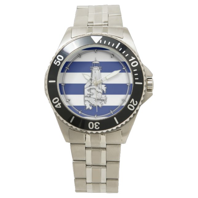 Montre Chrome comme phare sur les rayures nautiques (devant)