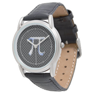 Montre Chrome en argent comme symbole Pi sur l'impression