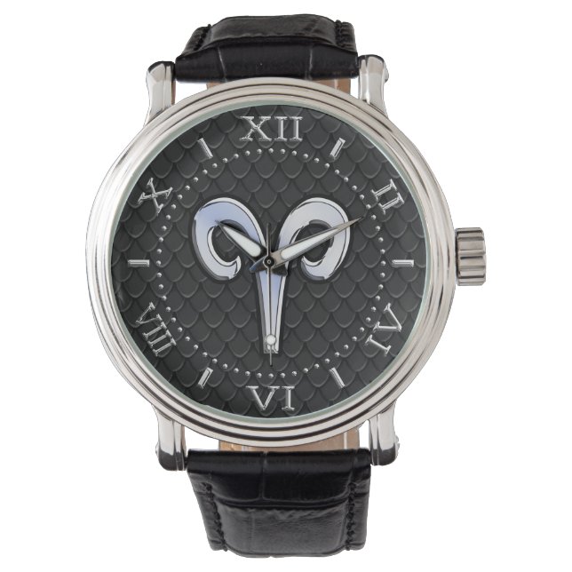 Montre Chrome moderne comme Aries Zodiac Sign Dial (devant)