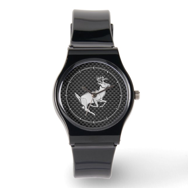 Montre Chrome Running Deer sur l'impression de fibre de c (Recto)