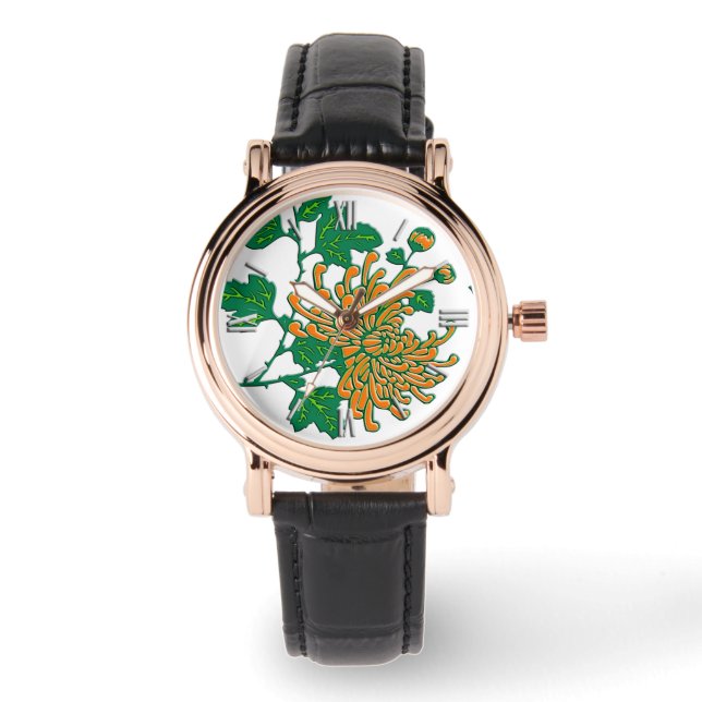 Montre Chrysanthèmes araignées chinois - orange clair (Recto)