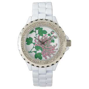 Montre Chrysanthèmes d'araignée chinois - rose doux