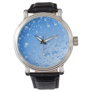 Montre Ciel métallique Bleu Pluie gouttes