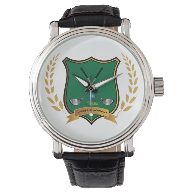 Montre Cimier de GOLF avec Laurel Wreath Mens Watch (devant)