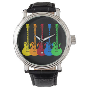 Montre Cinq guitares électriques colorées